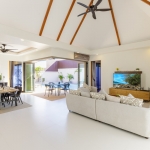 2-bedroom smart home pool villa near Rawai Beach, Phuket living area with vaulted ceiling PSV-RAW-1343