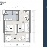 1-bedroom resort style condos on Mai Khao Beachfront 63 sqm floor plan PSC-MAI-1358