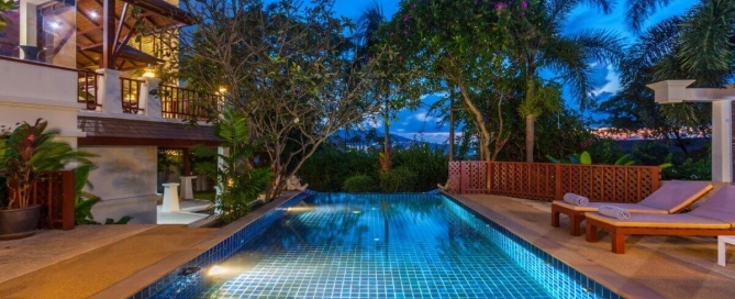 3 Bedroom Hillside Pool Villa Overlooking the Andaman Sea for Sale Walk to Patong Beach, Phuket