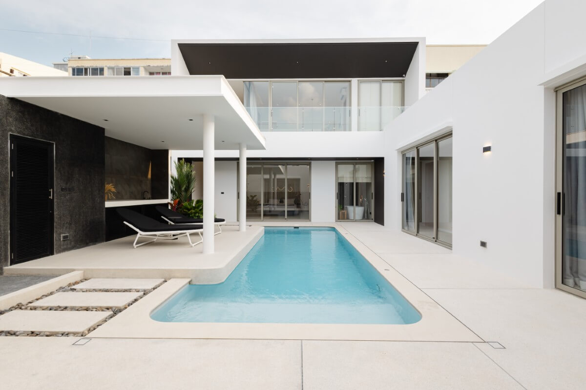 3+1 Bedroom Minimalist Courtyard Style Pool Villa for Sale 800 Metres to Rawai Beach Road, Phuket