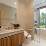 5-bedroom family villa with large pool near Palai Beach, Phuket bathroom and bathtub pool view PSV-CHA-1410