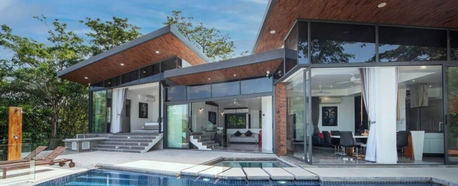 The Coolwater Kamala – modern seaview villas in Phuket with hillside design, private pools, and panoramic views of the Andaman Sea.