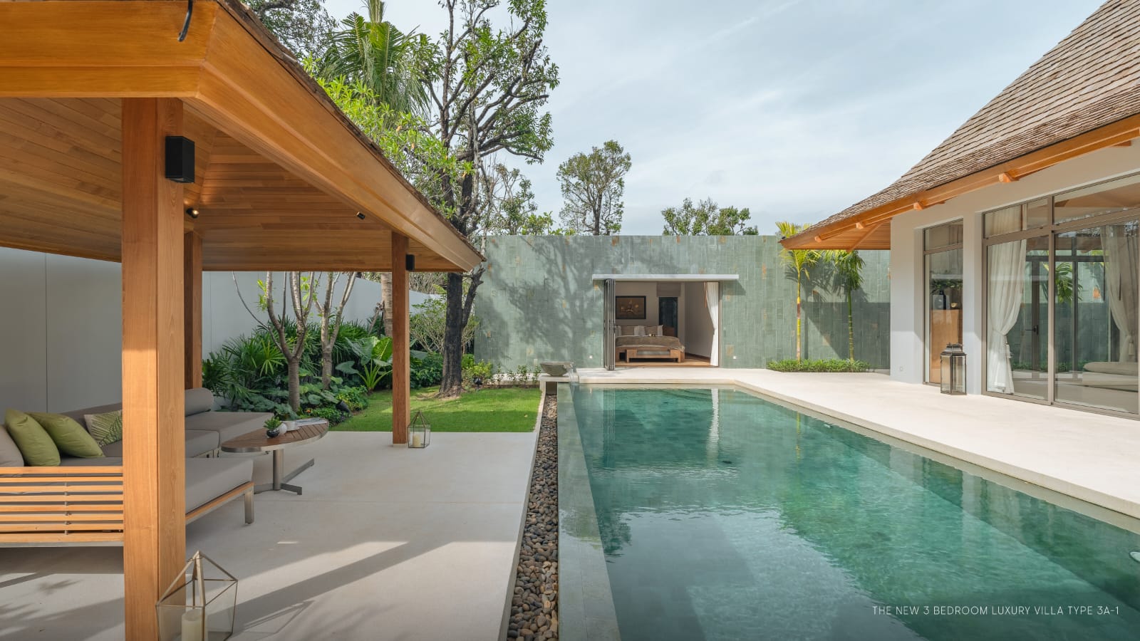 Luxury private pool villa at Anchan Hills, Phuket with tropical garden and wide sun deck