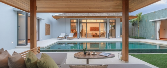Outdoor sala and swimming pool at Anchan Tropicana Phuket