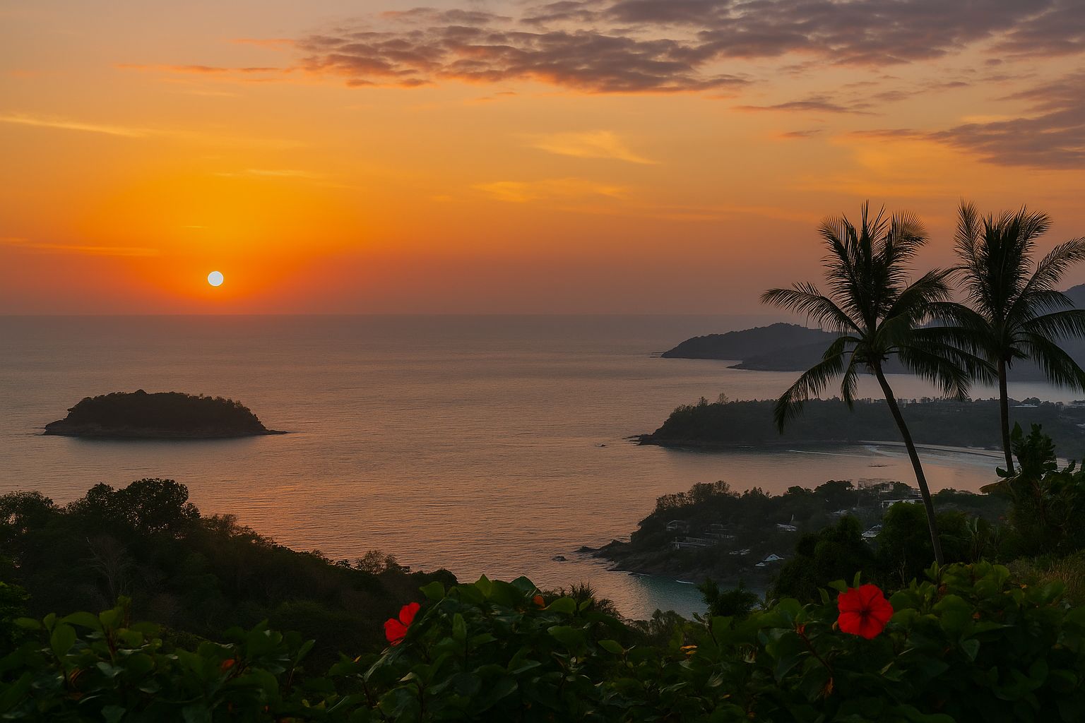 Breathtaking View of Sunset on Kata Noi Beach.