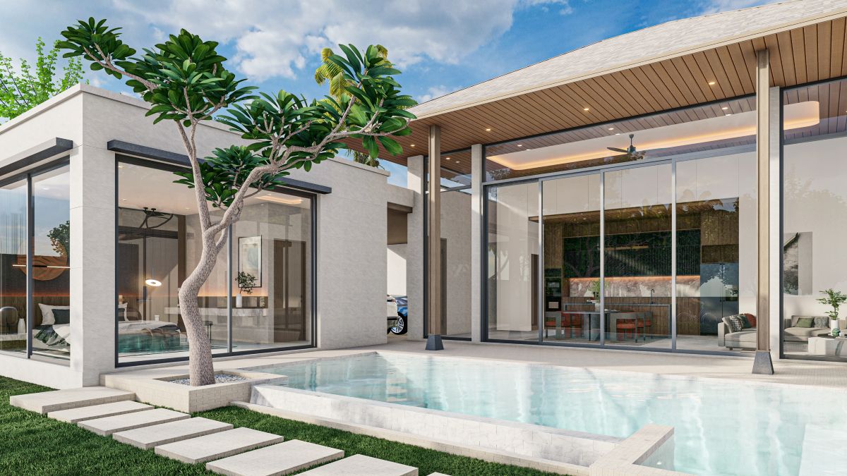 Private villa with swimming pool and garden at Mouana Koh Kaew in central Phuket