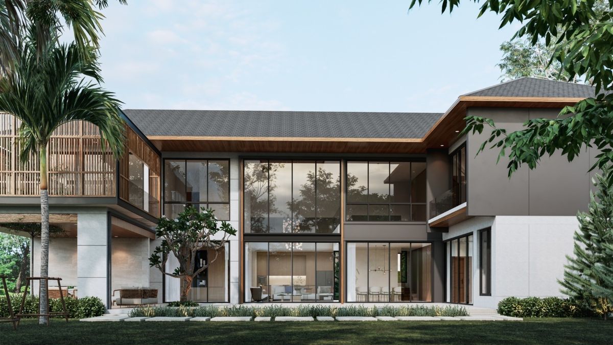Open-plan living room with high ceilings at Mouana Pratthana Chalong