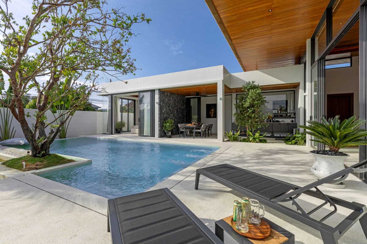 Modern private pool villa at Mouana Serenity Cherng Talay with tropical garden