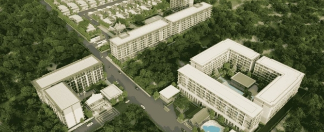 Modern low-rise condo building at The Ozone Condos in Bang Tao, Phuket