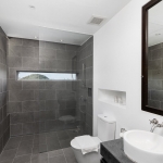 4-bedroom hillside sea view pool villa Surin Beach, Phuket toilet and shower with gray tiles PSV-SUR-800