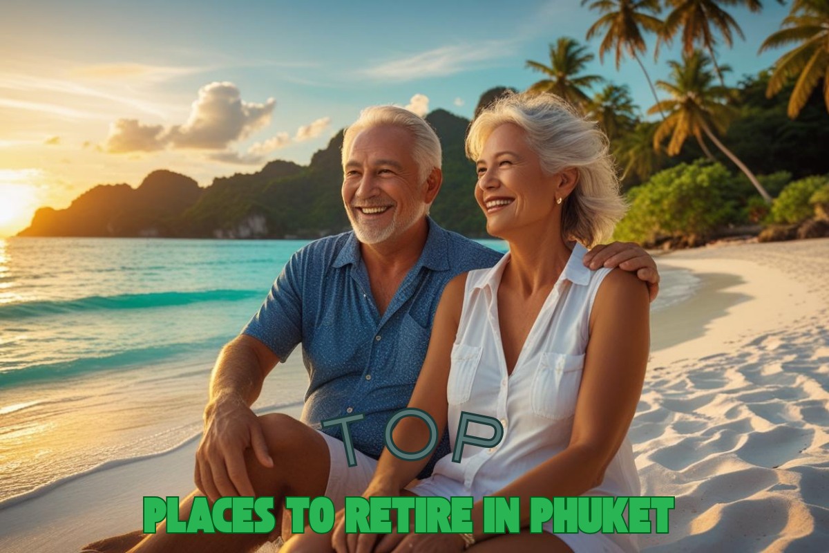 best places to retire in phuket - Elderly couple enjoying sitting on the beach.