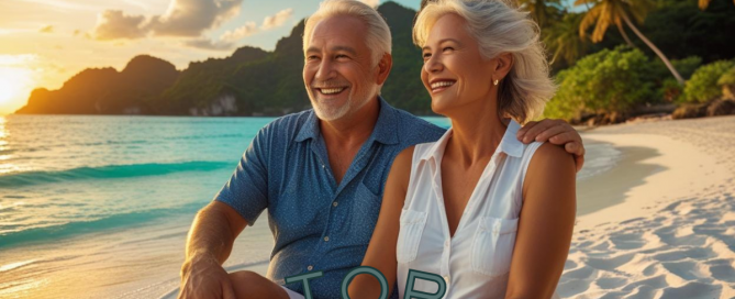 best places to retire in phuket - Elderly couple enjoying sitting on the beach