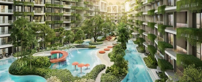 2-3 bedroom penthouses 800m walk from Bang Tao Beach, Phuket - lagoon-style pool