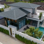 3-4 bedroom smart home pool villas near Lotus’s Chalong, Phuket – full aerial view