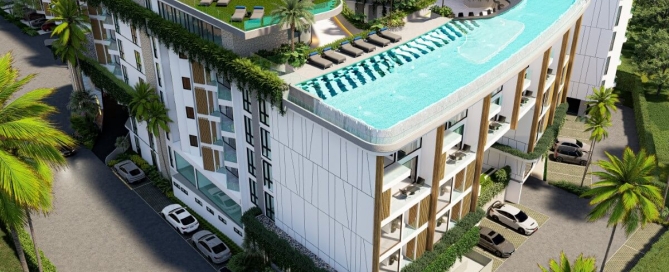 3-bedroom condos and duplexes with pools near Kamala Beach, Phuket - roofdeck infinity pool