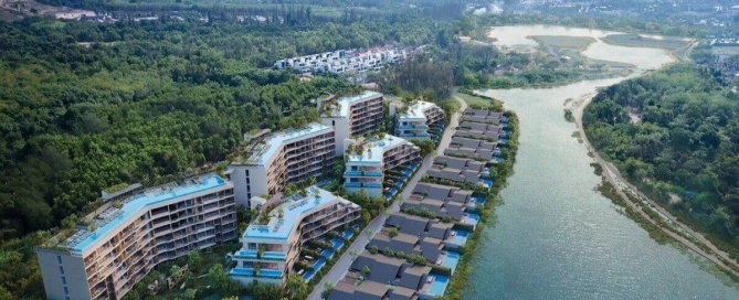 4-bedroom luxury lakefront pool villas in Laguna, Phuket - aerial view