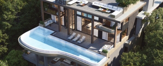 5 bedroom sea view luxury pool villas in Cape Panwa, Phuket - aerial shot