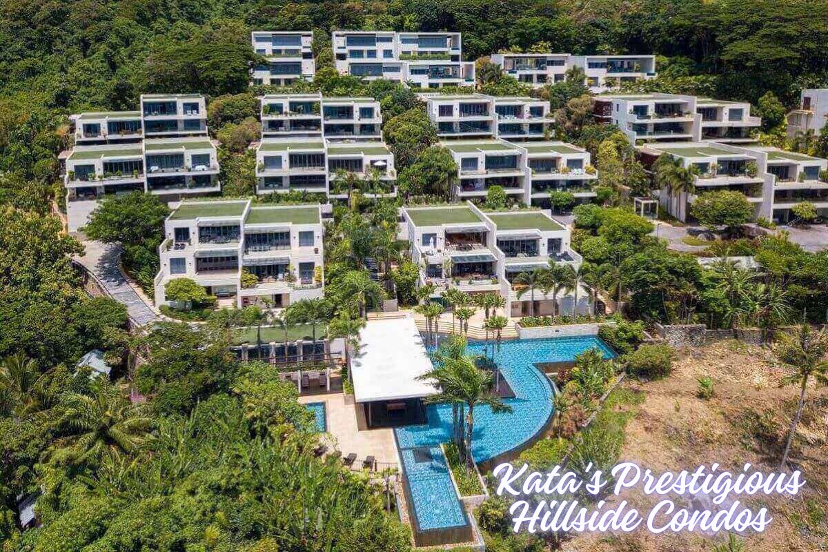 Site map of The Heights condominium in Kata, Phuket, showing layout of buildings, units, and common facilities for sale.