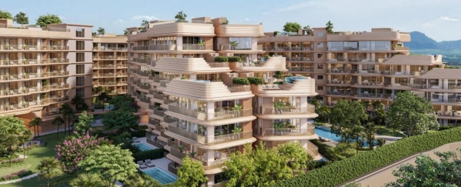 1-2 bedroom golf course view condos in Laguna, Phuket aerial view PSC-LAG-1505