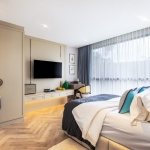 1-bedroom pet friendly fully furnished condos Pasak, Cherng talay, Phuket bedroom with TV PSC-CHE-1494
