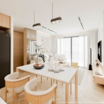 2-3 bedroom condos with pool options on Mai Khao Beachfront dining and living area PSC-MAI-1499