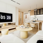 2-3 bedroom condos with pool options on Mai Khao Beachfront open plan living dining and kitchen PSC-MAI-1499