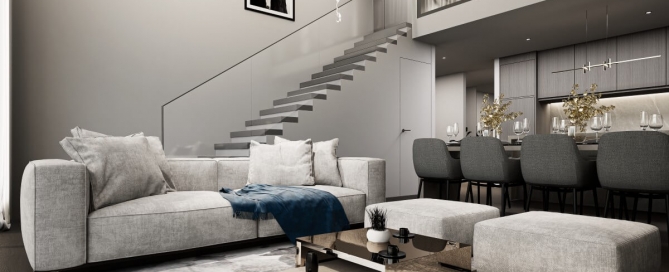 2–4 bedroom penthouse condos with private pools in Rawai Phuket duplex rendering PSC-RAW-1497