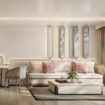 1-bedroom branded condos for sale in a beachfront resort community in Kamala, Phuket dining and living area PSC-KAM-1510