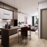 1-bedroom condo near Nai Harn Beach, Phuket kitchen dining and living area PSC-NAH-1512