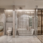 2-3 bedroom branded condos for sale in a beachfront resort community in Kamala, Phuket bathroom with bathtub PSC-KAM-1511