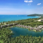 3-bedroom beachside townhouse pool villas for sale on Bang Tao Beach, Laguna Phuket sea facing aerial view PSV-LAG-1509