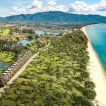 3-bedroom beachside townhouse pool villas for sale on Bang Tao Beach, Laguna Phuket beachfront aerial view PSV-LAG-1509