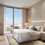 2–4 bedroom seaside penthouse condos 50m to Bang Tao Beach, Phuket bedroom with sliding glass doors PSC-BAN-1523