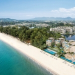 4-bedroom beachfront pool condos and penthouses in Laguna, Phuket aerial view from the sea PSC-LAG-1505