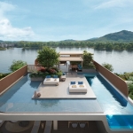 4-bedroom beachfront pool condos and penthouses in Laguna, Phuket aerial view of penthouse pool PSC-LAG-1505