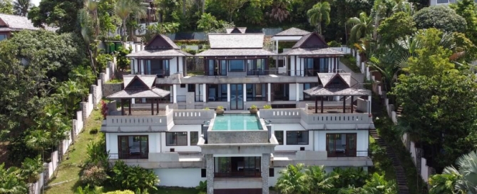 7-bedroom sea view pool villa for sale near Surin Beach, Phuket full exterior shot PSV-SUR-1517