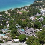 7-bedroom sea view pool villa for sale near Surin Beach, Phuket aerial shot including the sea PSV-SUR-1517