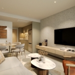 1-2 bedroom condos in Karon, Phuket open plan living dining and kitchen area PSC-KAR-1536