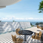1-2 bedroom condos in Karon, Phuket rooftop lounge with water feature and sea view PSC-KAR-1536