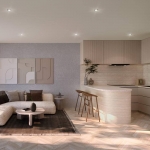 1-2 bedroom sea view condos in Rawai, Phuket lounge and kitchen with breakfast bar PSC-RAW-1537