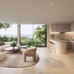 1-2 bedroom sea view condos in Rawai, Phuket sea view lounge and kitchen with breakfast bar PSC-RAW-1537
