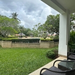1-bedroom ground floor condo in Laguna, Phuket pool view from covered terrace PSC-LAG-1535