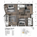 1–2 bedroom condos for sale near Kata Beach, Phuket 2- bedroom floorplan PSC-KAT-1547