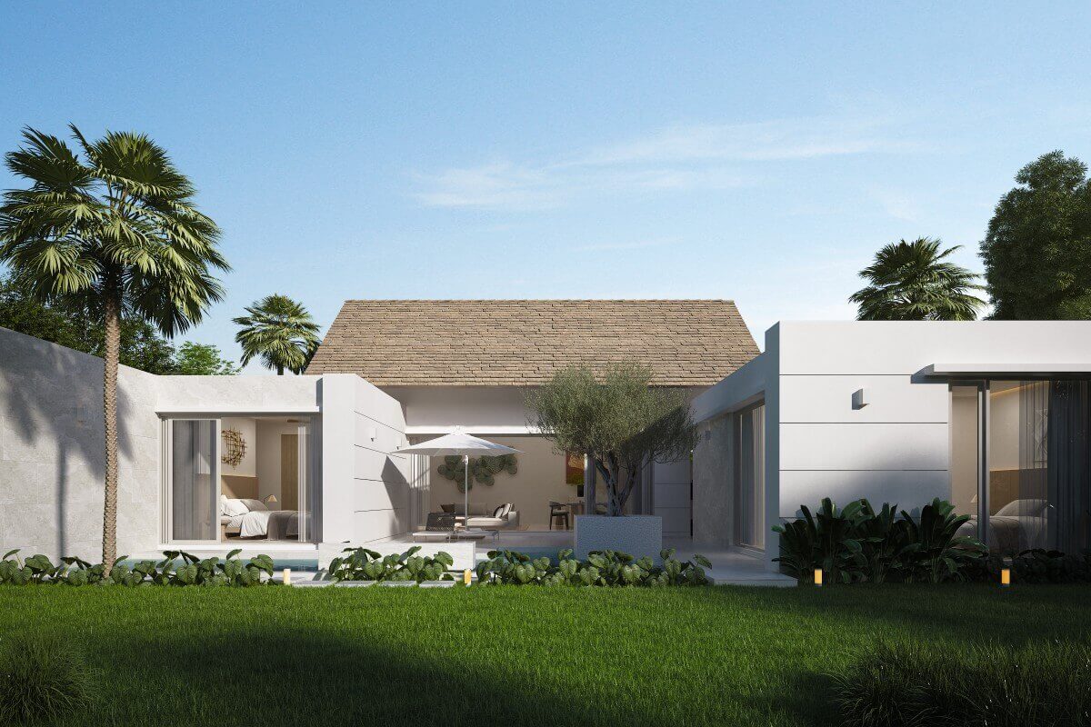 2–3 bedroom single storey pool villas in Bangjo, Cherng Talay, Phuket exterior shot PSV-CHE-1543