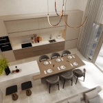 2–3 bedroom single storey pool villas in Bangjo, Cherng Talay, Phuket aerial view of kitchen and dining area PSV-CHE-1543