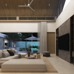 2–3 bedroom single storey pool villas in Bangjo, Cherng Talay, Phuket living area with pool access PSV-CHE-1543