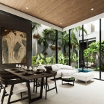 2-4 bedroom pool villas and townhouses near Blue Tree, Thalang, Phuket dining and living area with pool access PSV-THA-1545