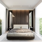 2-4 bedroom pool villas and townhouses near Blue Tree, Thalang, Phuket bedroom with floor to ceiling windows PSV-THA-1545