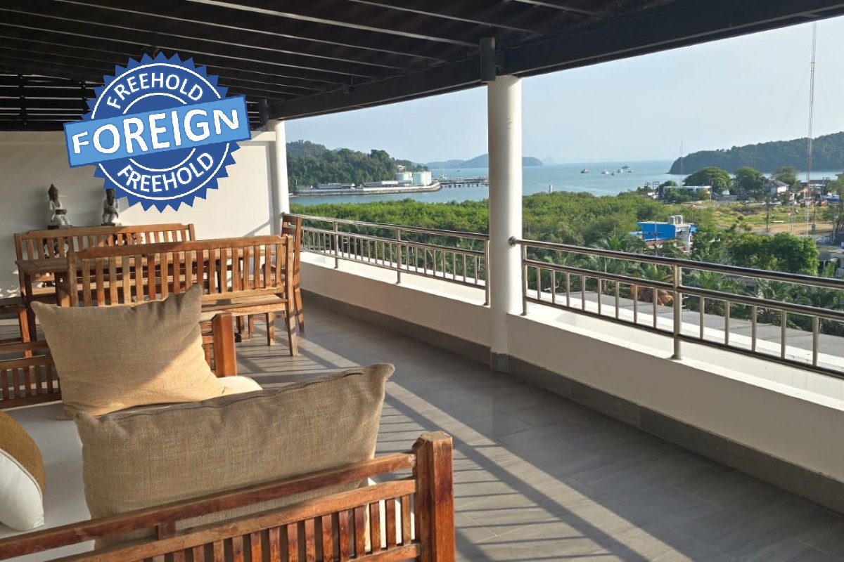 3-bedroom sea view condo near CoCo Pier in Panwa, Phuket large undercover terrace and ocean views with foreign freehold stamp PSC-PAN-1550