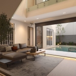 3-bedroom pool villa near Robinson Chalong living room with double height ceiling and pool access PSV-CHA-1538